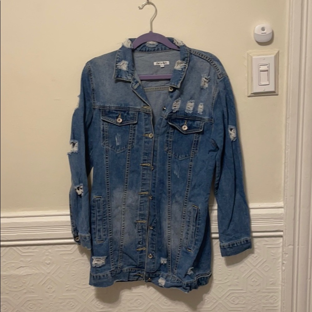 Distressed denim jacket